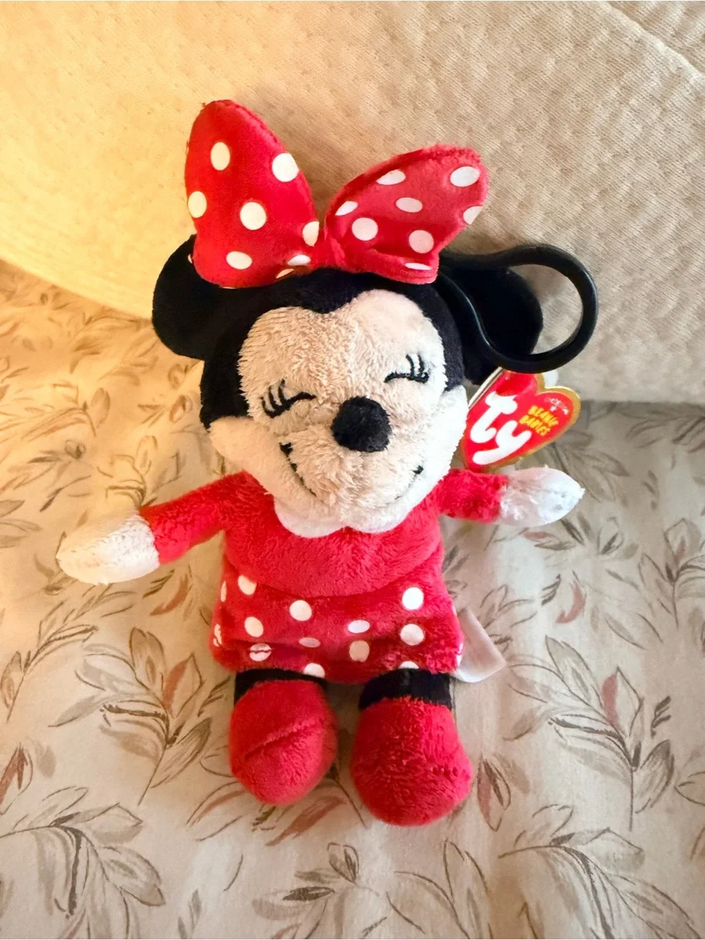 Ty Minnie Mouse Red & White Polka Dot Plush Key & Purse Clip